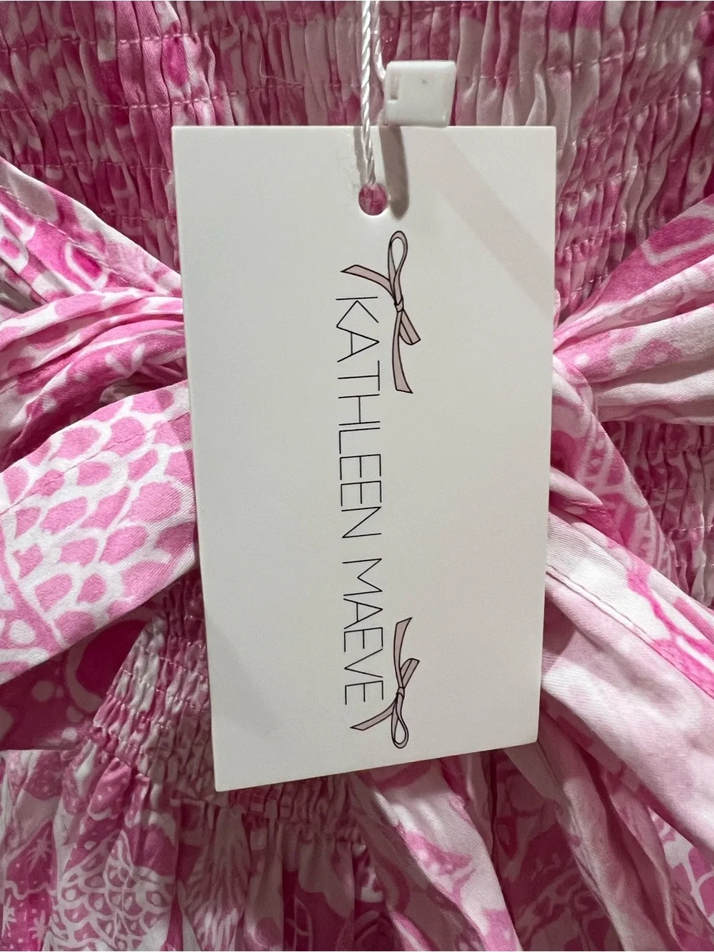 Kathleen Maeve Pink Gingerbread Print Puff Sleeve Dress Size Large NWT - Picture 5 of 5